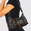 Women's Pleated Hobo Red Shoulder Bag for Women PU Leather Clutch Handbag Purse Y2K Bag for Girls Chic Travel Commuter Bag