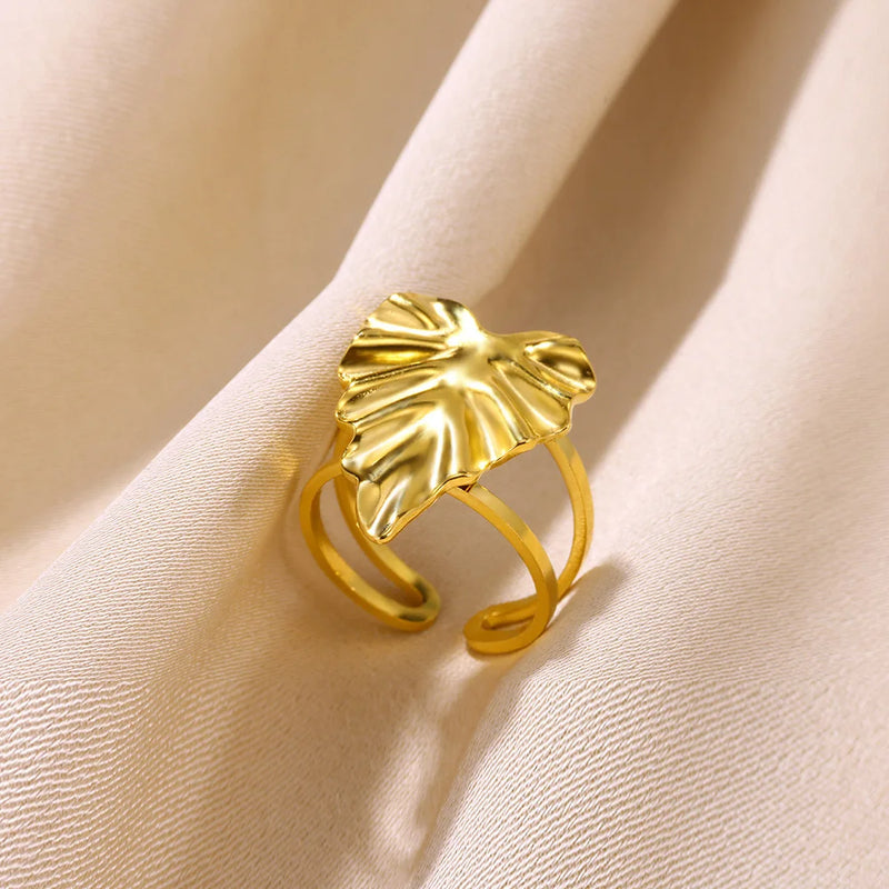 Lucky Cross Stainless Steel Rings For Women Men Fashion Gold Color Sun Butterfly Geometry Ring Punk Jewelry Christmas Anillos