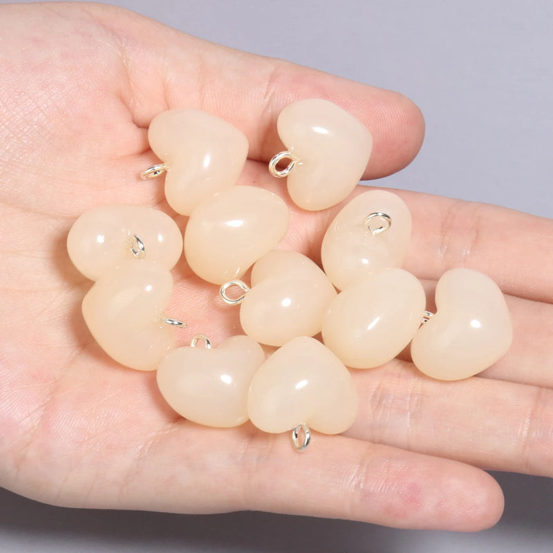 10pcs/lot Mixed Cute Resin Heart charms pendants for bracelets necklace earrings jewelry making diy Keychain parts 17.5x18mm