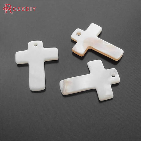 20PCS 22x17MM White Natural Freshwater Shell Cross Charms Pendants Diy Jewelry Making Supplies Necklace Earrings Accessories