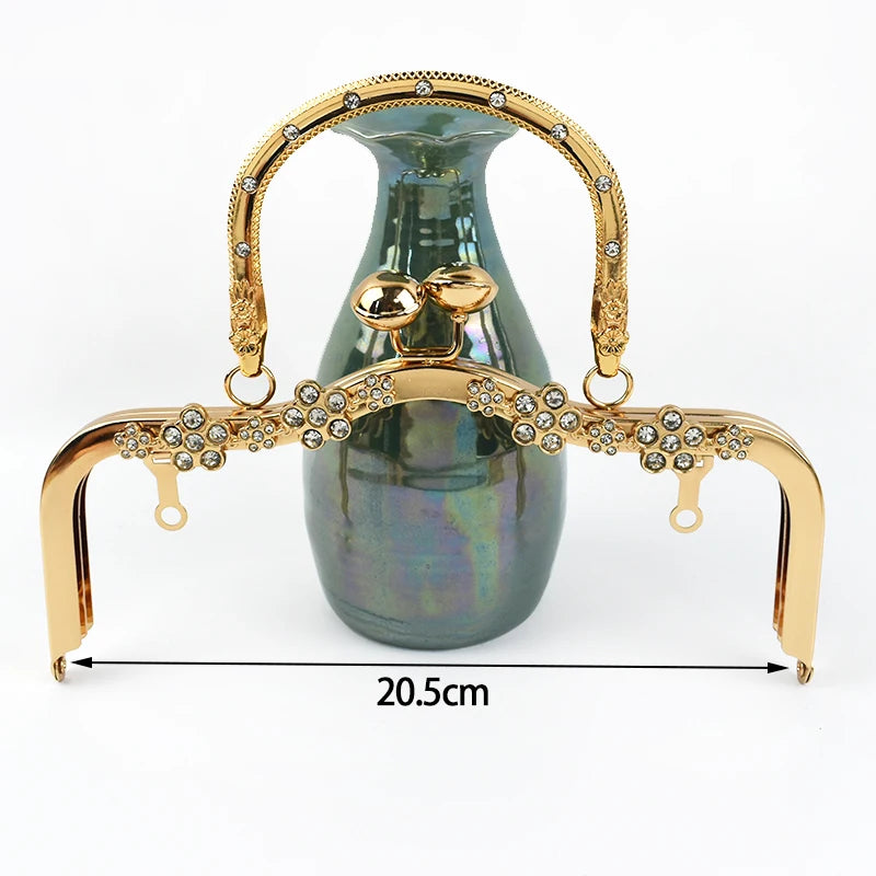 1Pc Deepeel Retro Square Embossed Bag Handles Metal Handmade Sewing Brackets Kiss Clasp Handbag Purse Frame Handle Accessories