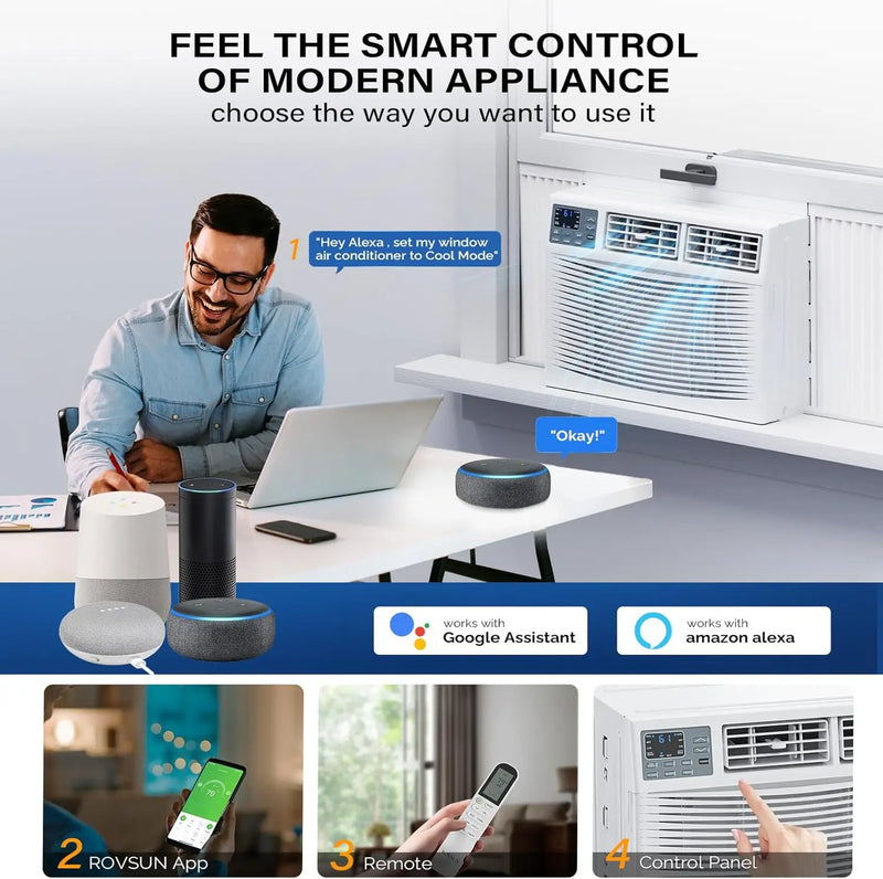 12000-BTU Window Air Conditioner with Heat Window AC Unit & Heater Combo with APP & Voice Smart Control Timer Function