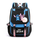 Disney Lilo Stitch Backpacks Teenager USB Charging Laptop Backpack Women Men Rucksack Travel Bag Mochila