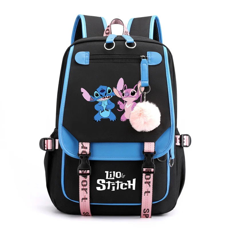 Disney Lilo Stitch Backpacks Teenager USB Charging Laptop Backpack Women Men Rucksack Travel Bag Mochila
