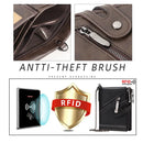 Classic retro Men's Chain Wallet RFID Anti-Theft Men's Leather Wallet Double Zipper Coin Purse Credit Card Holder for Men