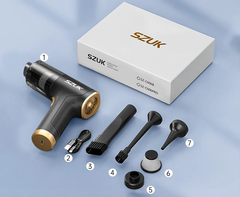 SZUK C006 Car Vacuum Cleaner 780000Pa Strong Suction Portable Handheld Car Cleaner Cleaning Machine Mini Wireless Vacuum Cleaner