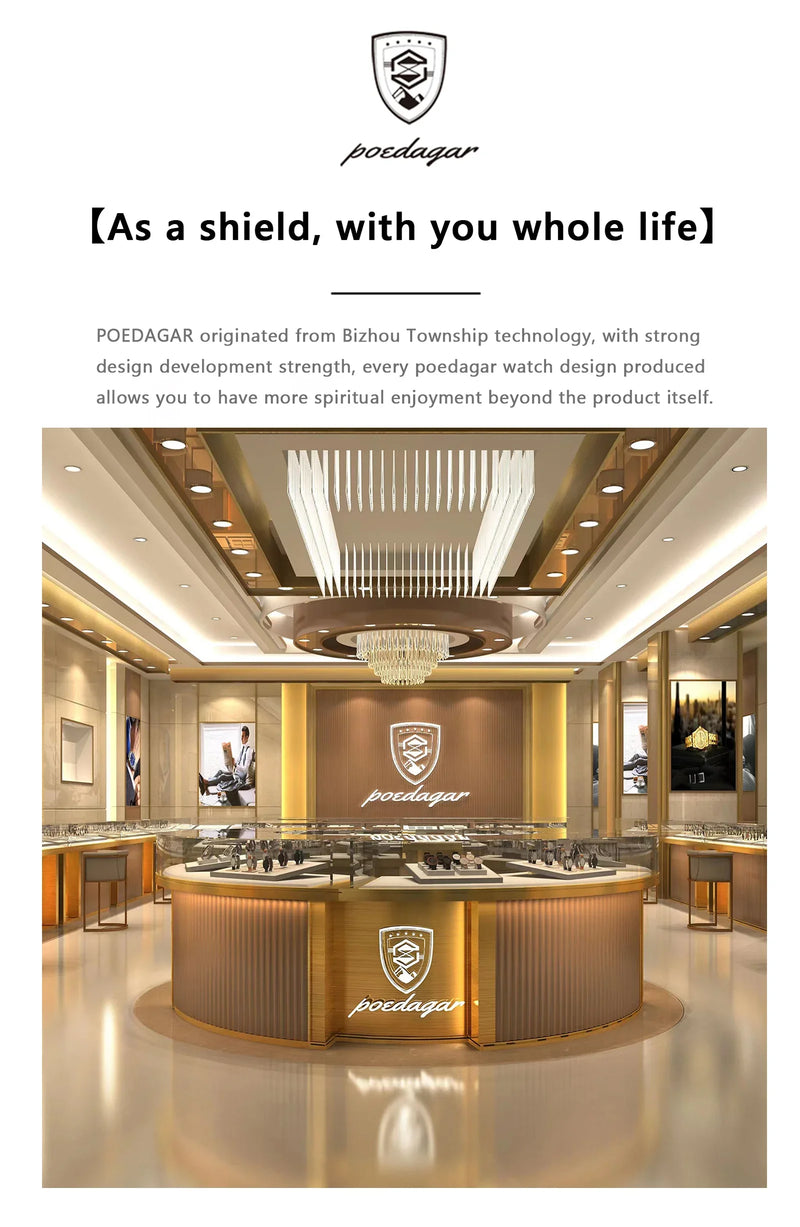 POEDAGAR Luxury Man Quartz Watch Sport Military Watch For Men Waterproof Luminous Date Chronograph Stainless Steel Men's Watches