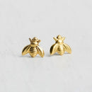 Huitan Dainty Bee Stud Earrings for Women 4 Metal Colors Simple Stylish Girls Ear Piercing Earrings Fancy Gift Statement Jewelry