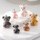 6pcs 3D Big Small Flocked Bear Resin Charms Cute Aniaml Doll Bear Pendant For Earring Keychains Diy Jewelry Make