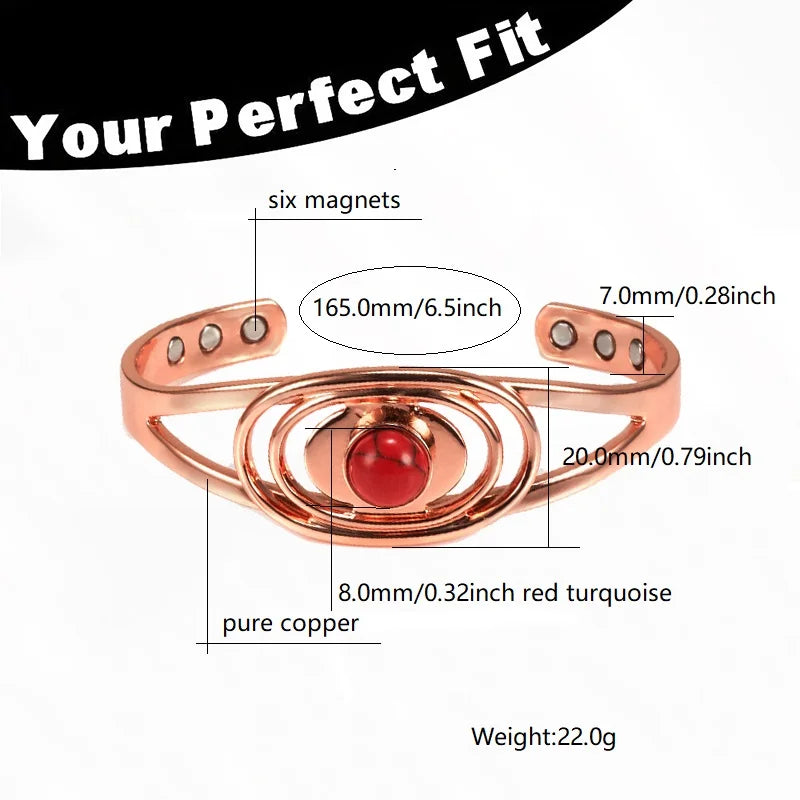 Luxury Pure Copper Women's bangles Bracelets Blue Stone Adjustable Open Cuff Health Bangles Fashion Jewelry