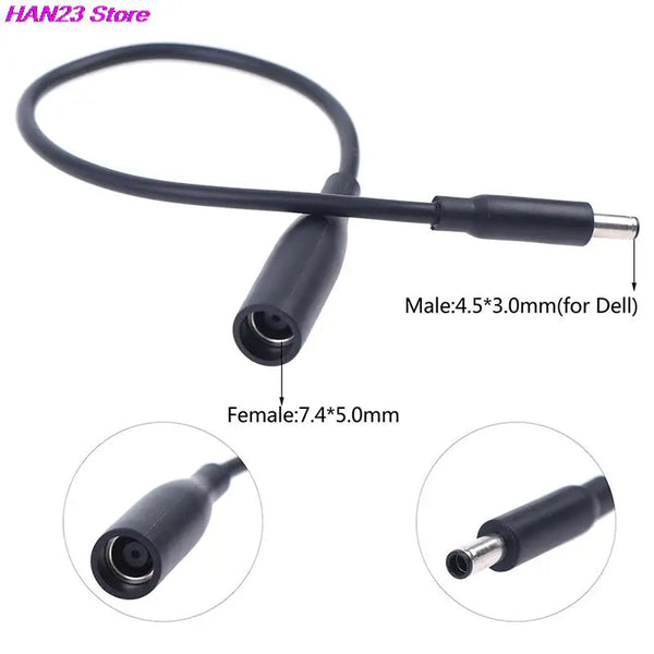 For Dell Laptop DC Power Charge Converter Adapter Cable Cord 7.4*5.0 to 4.5*3.0 mm Female