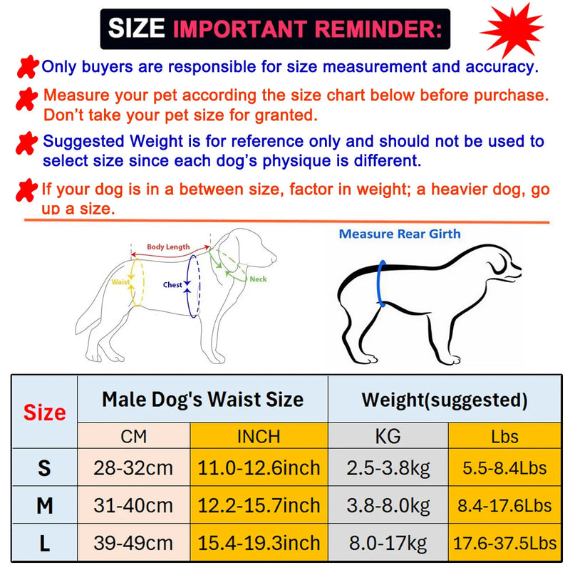 1 Pc Washable Male Dog Diaper Reusable Pet Sanitary Pants Hight Absorbent Leak Proof Nappy Belly Band Wrap for Small Breed Dogs