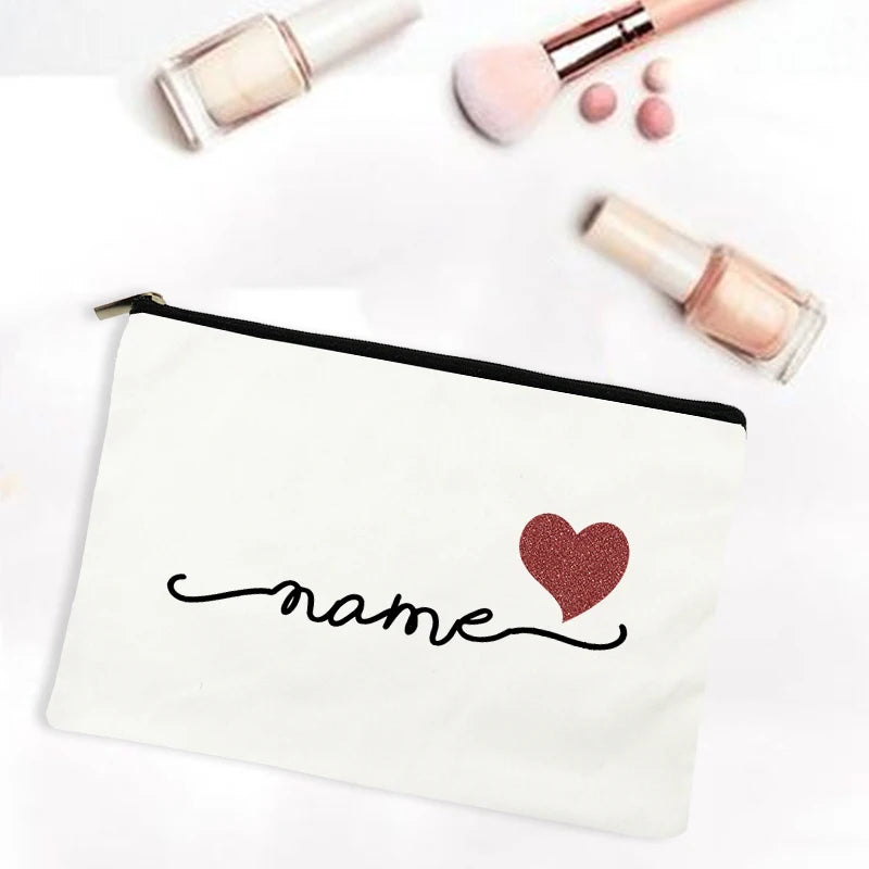 Personalized Makeup Bag Bridesmaid Maid of Honor Holiday Wedding Bachelorette Party Gifts Canvas Monogram Cosmetic Zipper Pouch