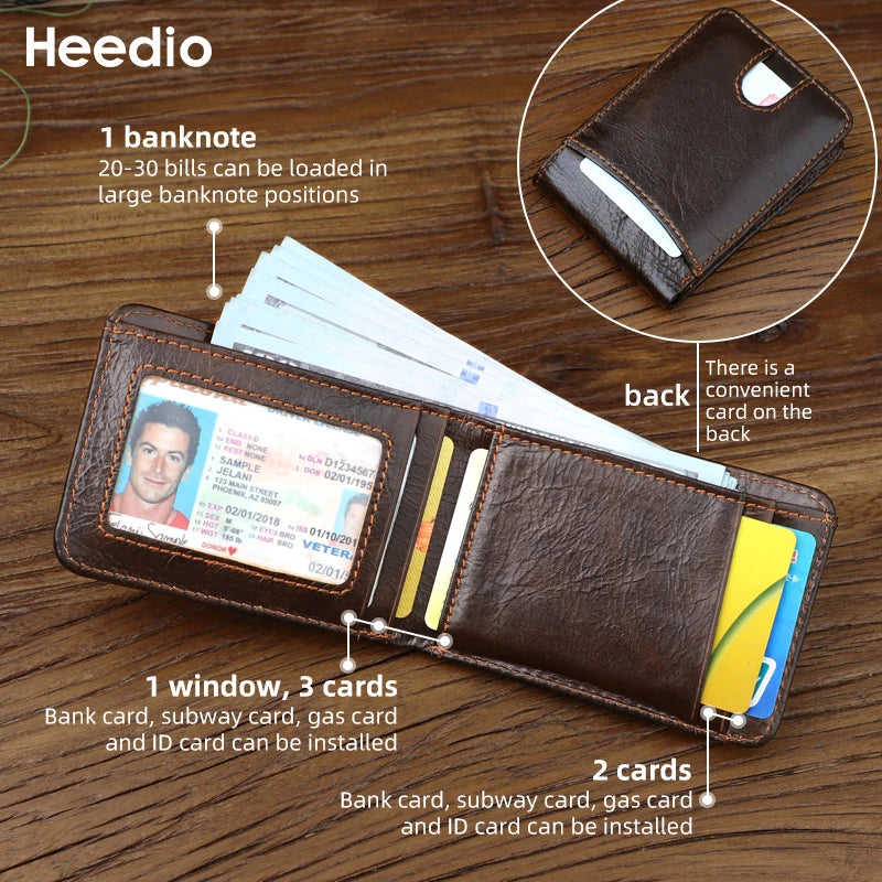 Genuine leather Men's Wallet Small Money Purses Mini Wallets Short Ultra-thin Wallet Bank Card Package Small Purse Wallet