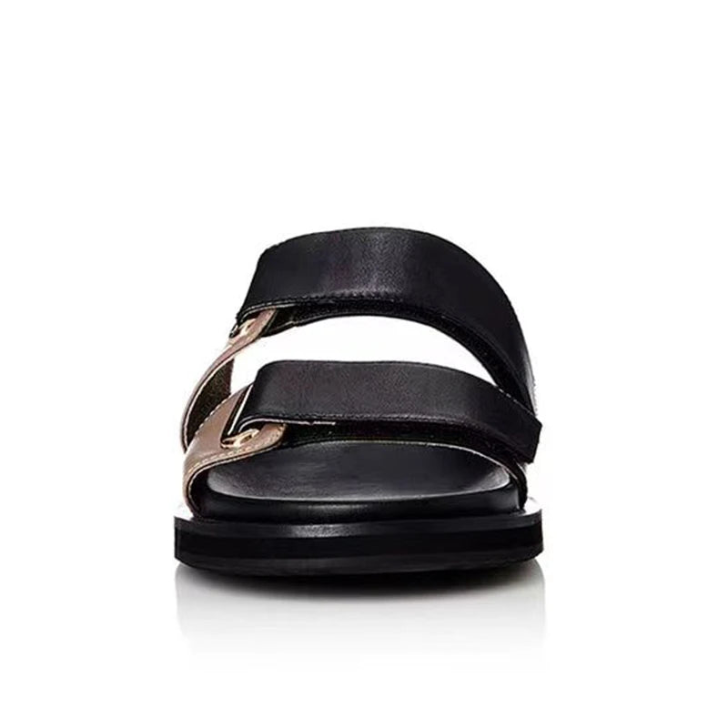 نعال نسائية صيفية من الجلد الطبيعي من ALIAS MAE، مسطحة، مريحة، بسيطة، متعددة الاستخدامات