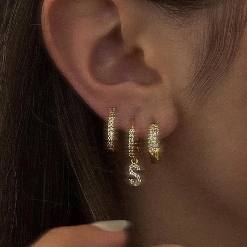 A-Z Letters Initial pendant earrings Hoop Earrings men Golden Color Jewelry Earring Aretes Alphabet name earrings women 1pcs