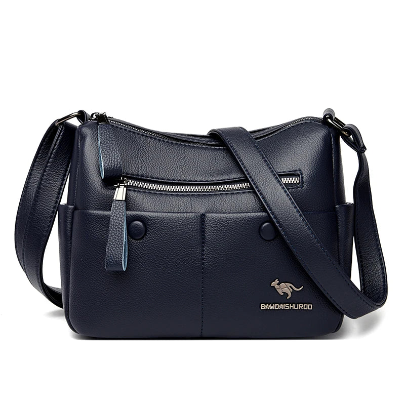 Fashion 100% Cow Leather Crossbody Luxury Designer Genuine Leather Handbag Women's Solid Color Lady Tote Shoulder Messenger Bag