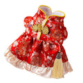 Practical Chinese Style New Year Pet Dress Plush Creative Pet Princess Skirt 4 Size Wind Resist Dog New Year Costume Keep Warm