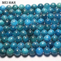 Meihan Wholesale Natural A+ Blue Apatite 6-10mm smooth round loose gem stone beads for jewelry making