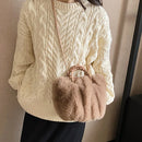 Luxury Plush New Handbag Winter Soft Faux Fur Crossbody Bag 2023 Fashion Women Fluffy Top-Handle Bags Ladies Pleated Satchel Bag