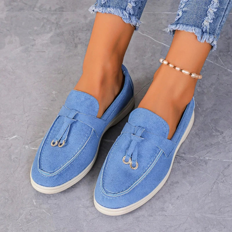 New Lefu Shoes Women's Soft Leather Retro Lazy Man Step on Thick Sole Flat Bottom Comfortable Single Shoe