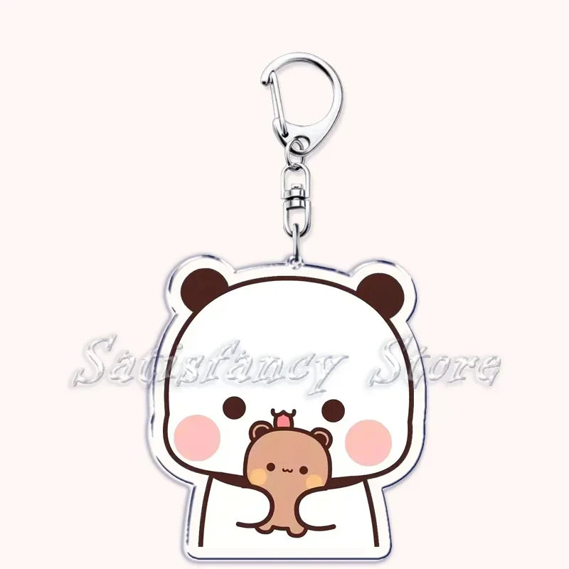 Llavero con diseño de Bubu Dudu, pareja de enamorados, oso panda, accesorios para bolso, colgante, joyería, regalos para amantes.