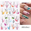 3D Snake Laser Stickers for Manicure Black Gold Abstract Leaves Luxury Nail Art Adhesive Slider Polish Decor Decals SASW-SJ
