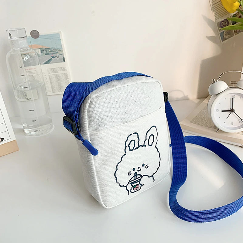 Cute Canvas Sling Bag Female Large Capacity Travel Crossbody Bag Fashion Student Shoulder Bags Messenger Bags