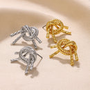 Gold Color Love Heart Earrings For Women Bow Stud 2023 Trend Simple Knot Earrings Piercing Fashion Jewelry Valentine's Day Gifts