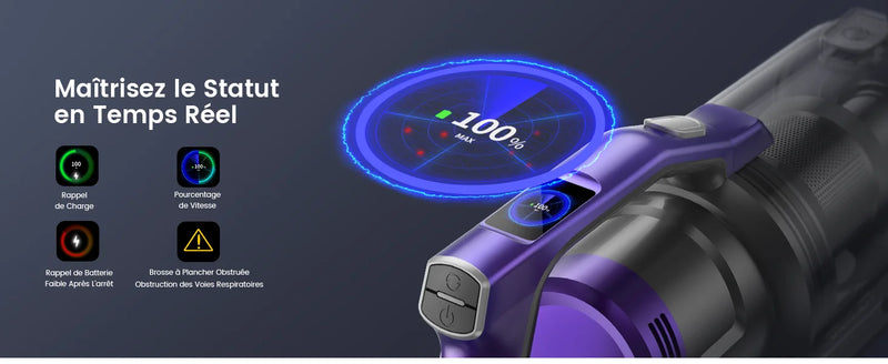 Aspiradora inalámbrica Honiture S14 de 450 W y 38 000 PA, de mano, con batería extraíble, electrodoméstico inteligente inalámbrico, duración de 50 minutos.