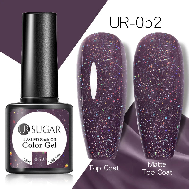 UR SUGAR - Esmalte de uñas en gel semipermanente rosa nude con purpurina, color sólido, 7,5 ml, para manicura semipermanente UV LED