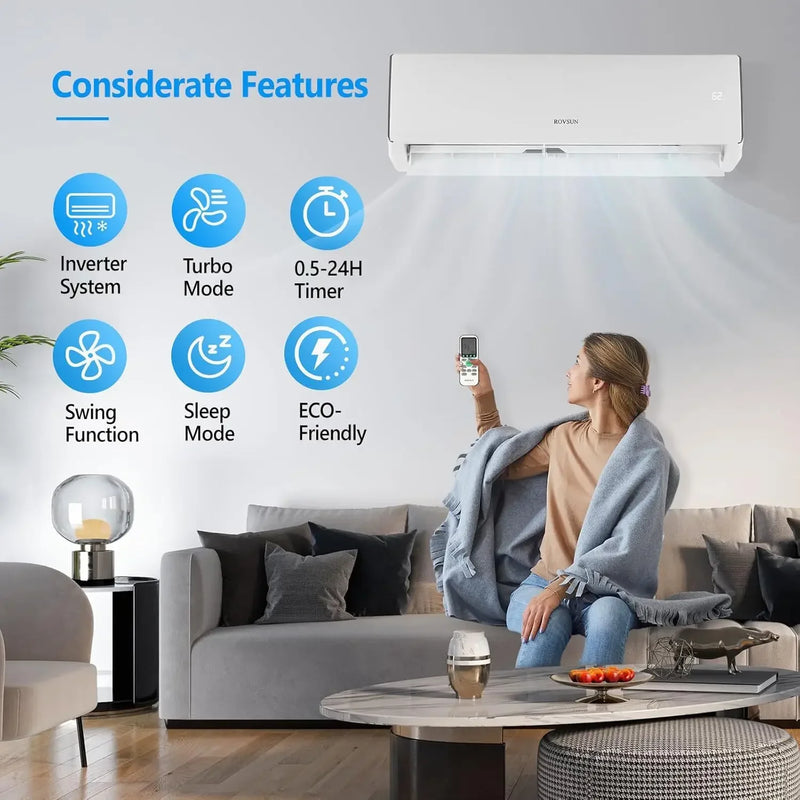 11000 BTU Mini Split Air Conditioner & Heater 17 SEER2 230V Inverter Ductless Wall AC Unit for Rooms up to 700 Sq. Ft