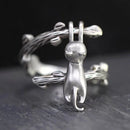 Vivid Cute Silver Color Kitty Cat Open Rings For Women Girls New Fashion Adjustable Men's Ring Gothic Animal Jewelry Gifts