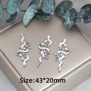 3pcs Vintage Lotus Flower/Potted Plant/Maple Leaf Art Line DIY Tassels Earrings Necklace Jewelry Making Titanium Steel Pendant