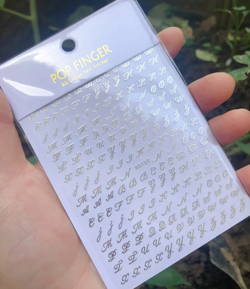 Newest Black Numbers English Letter Design 3d Self Adhesive Decal Slider DIY Decoration Manicure Tools Nail Sticker Accessories