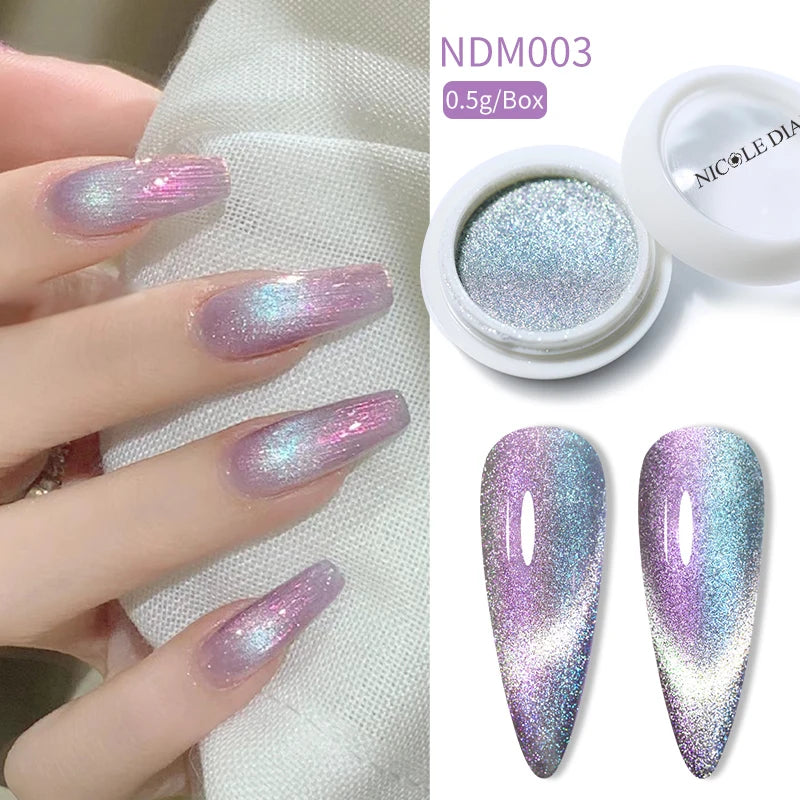 Reflective Magnetic Nail Powder Black Blue Chameleon Glitter Dust Metallic Chrome Shiny Pigment Nail Art Manicure Decoration DIY