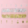 1000Pcs Gold Star Moon Glitter Nail Charms Metal Tips Slice Rivet DIY 3D FlatBack Nail Art Decorations Nails Jewelry Accessories