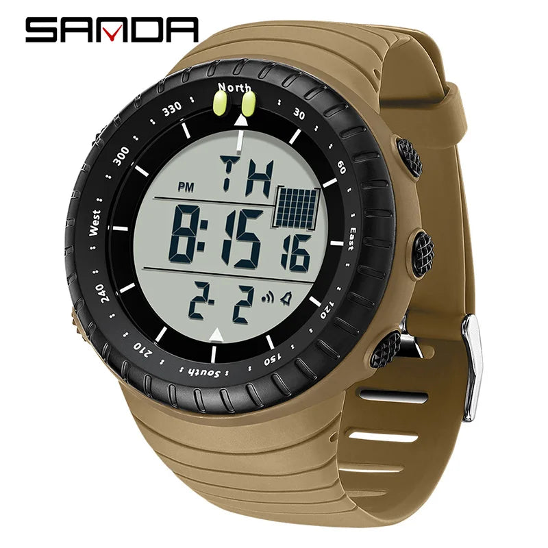 SANDA Men's Electronic Watch Outdoor Sports LED Analog Digital Alarm Clock Chronograph Multifunction Waterproof Men's Wristwatch