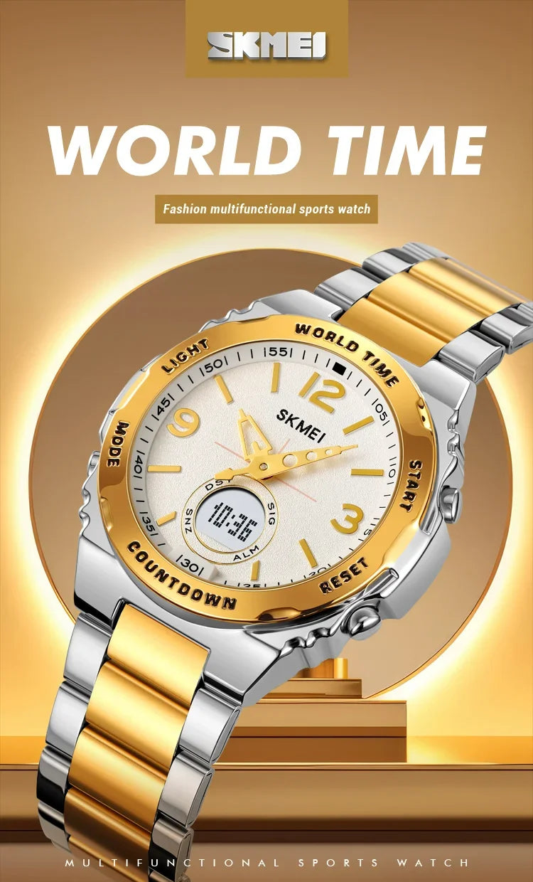 Reloj electrónico SKMEI 2310 resistente al agua para hombre, reloj de pulsera digital de acero inoxidable, reloj de lujo para hombre, reloj con movimiento, reloj para hombre