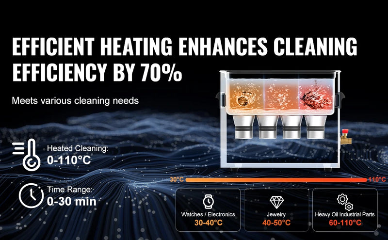 VEVOR Ultrasonic Cleaner with Heater Timer 2/3/6/10/15/30L for Lab Tools Metal Parts Carburetor Brass Auto Parts Engine Parts