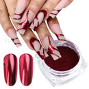 Red Chrome Nail Powder Y2K Metallic Mirror Effect Pigment Fine Rubbing Nail Glitter Flakes Dust Valentine Decorations Manicure