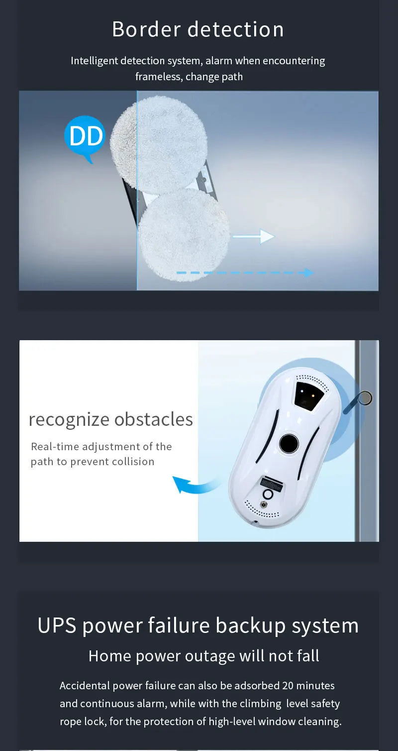 Ultra-thin Robot Vacuum Cleaner Window Cleaning Clean Glass Electric Window Cleaner Blackout Protection