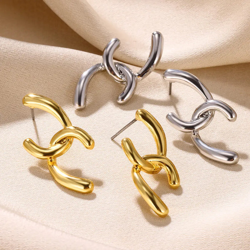 Gold Color Love Heart Earrings For Women Bow Stud 2023 Trend Simple Knot Earrings Piercing Fashion Jewelry Valentine's Day Gifts