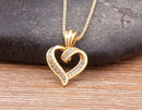 AIBEF Bling Hollow Out Heart Pendant Necklace Gold Color Romantic Jewelry Chains Necklaces For Women Valentines Wedding