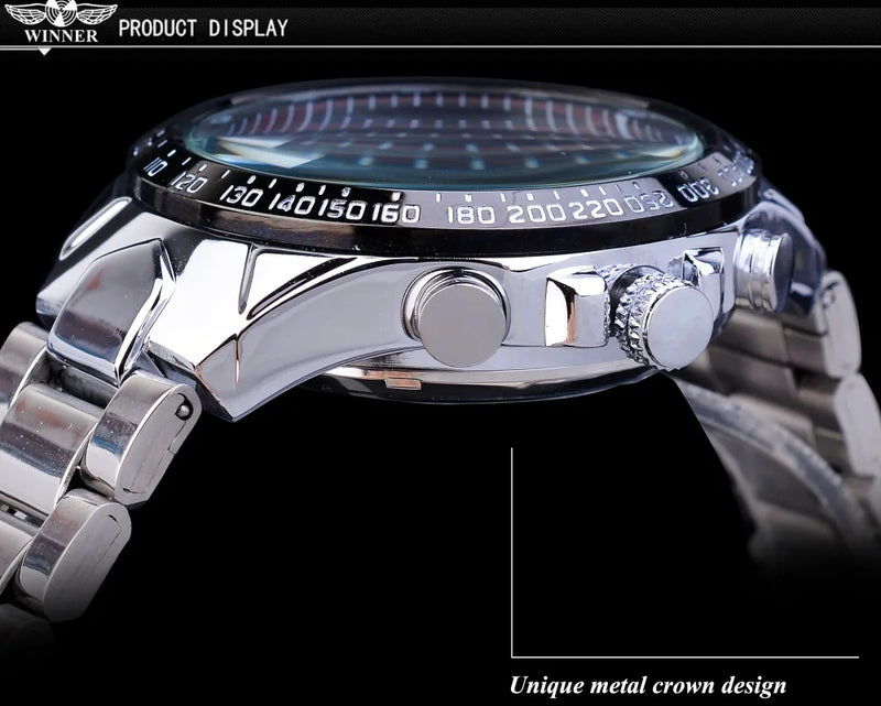 Winner Classic Series Golden Movement Steel Mens Skeleton Man Wrist Watch Mechanical Top Brand Luxury Fashion Automatic Watches