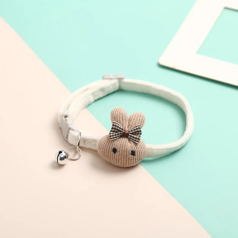 Cute knitting Flower Bell Collar Adjustable Cat Necklace Pet Collar Traction Safety Buckle Necklace Small Dog Dog Supplies