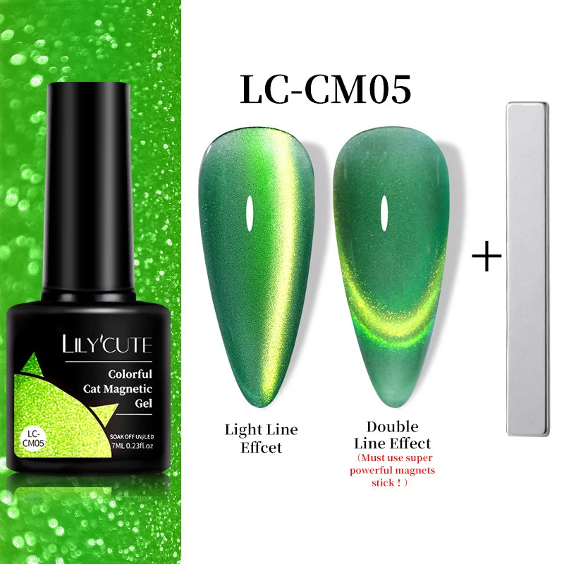 LILYCUTE 7ML 9D Cat Magnetic Gel Polish Set Semi Permanent Soak Off UV LED Glitter Nails Magnet Stick Black Gel Needed