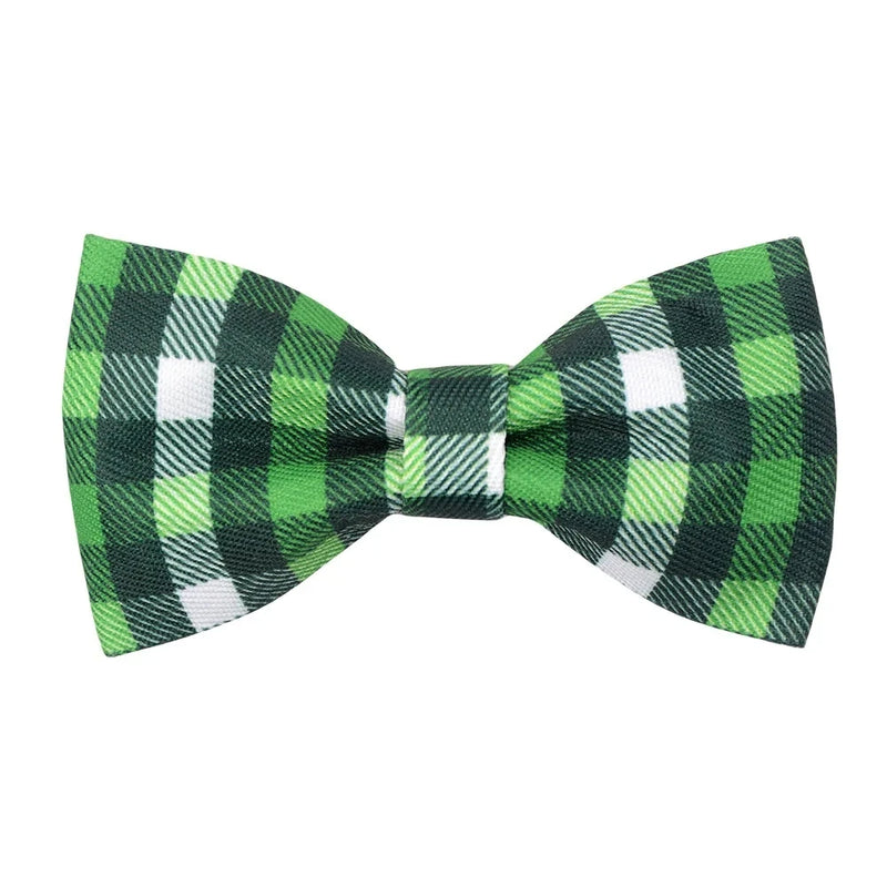 50/100pcs St.Patrick's Day Dog Accessories Plaid Style Dog Bow Ties Sliding Pet Dog Collar Accessories Clover Pet Supplies