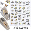 Shiny Maple Geometry Autumn Nail Art Stickers Laser Sector Fall Leaves Decals Cute Squirrel Slider Manicure Decorations CHCJ-076