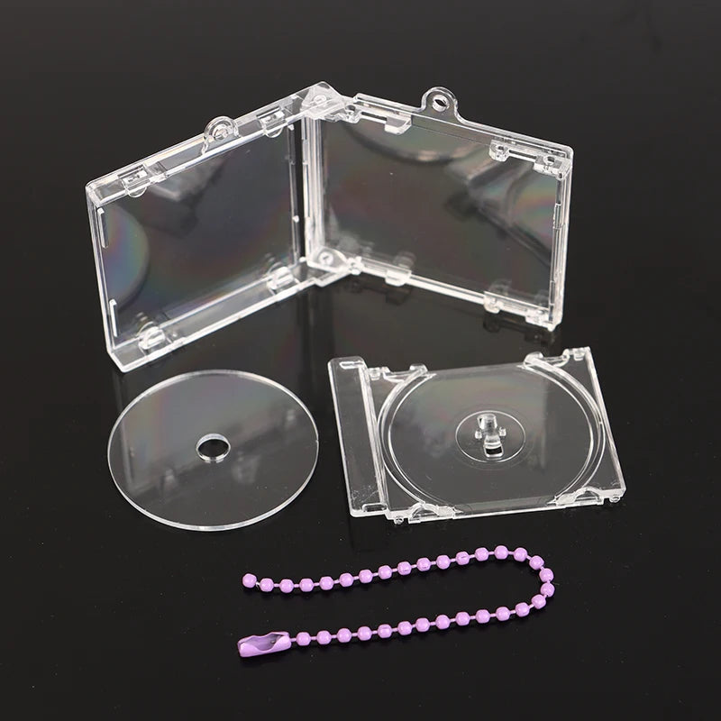 Mini estuche de CD con álbum en blanco, llavero con reproductor de CD, llavero periférico conmemorativo, llavero para mochila DIY